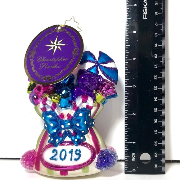 CHRISTOPHER RADKO “Dillard’s Dated Candy Bag” 2019 Ornament #3013532 NWT - Picture 9 of 12